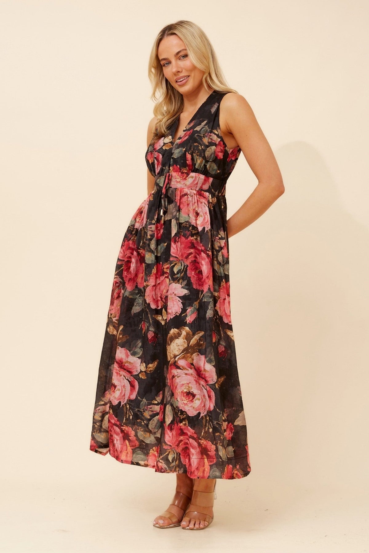 Caroline Morgan Australia MARA FLORAL MAXI DRESS (Multi Black)