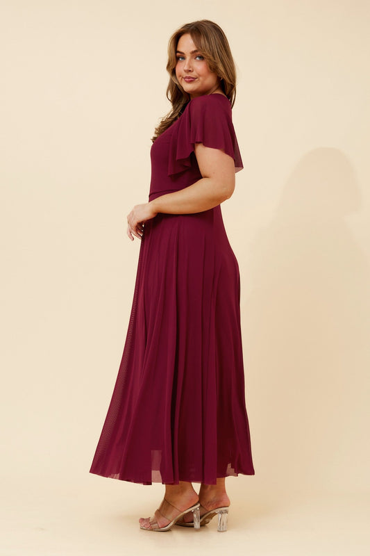 Caroline Morgan Australia SELI MESH MAXI DRESS (Berry)