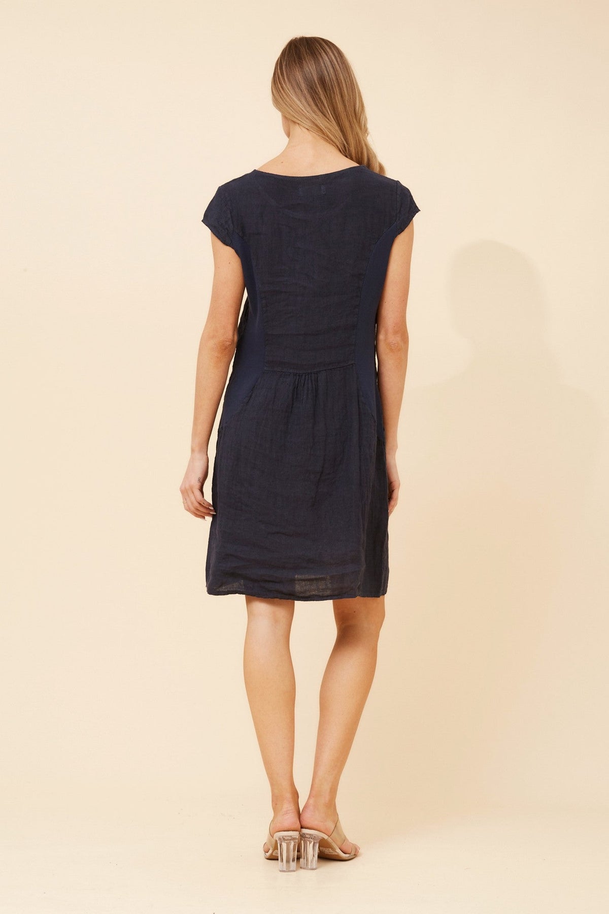 BOTTEGA MODA SISLEY SOLID LINEN DRESS (Navy)