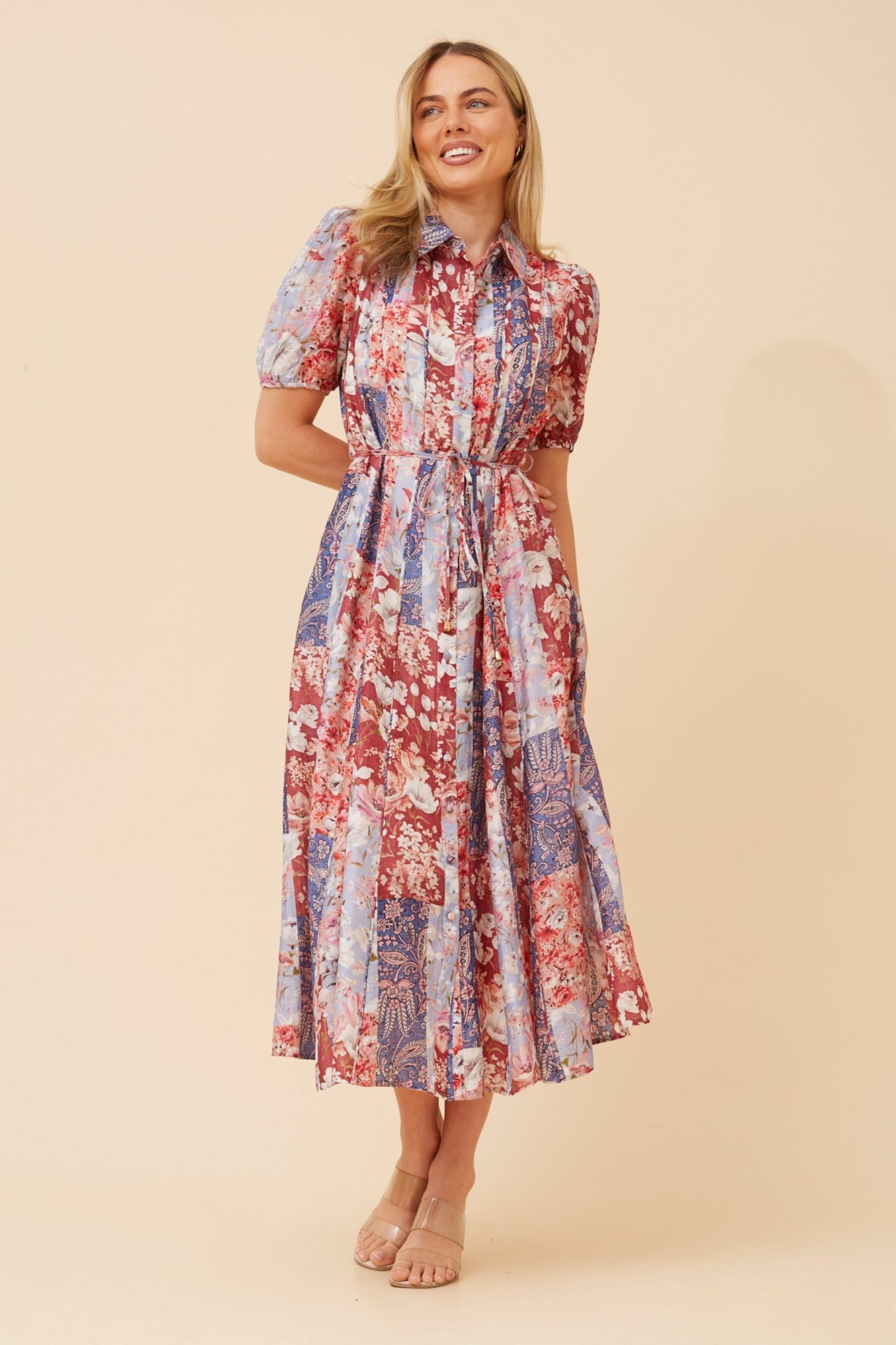 ZAINAB FLORAL MIDI DRESS (Multi Red)