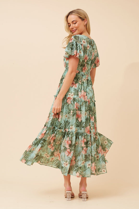 VELDIS FLORAL MAXI DRESS (Multi Green)