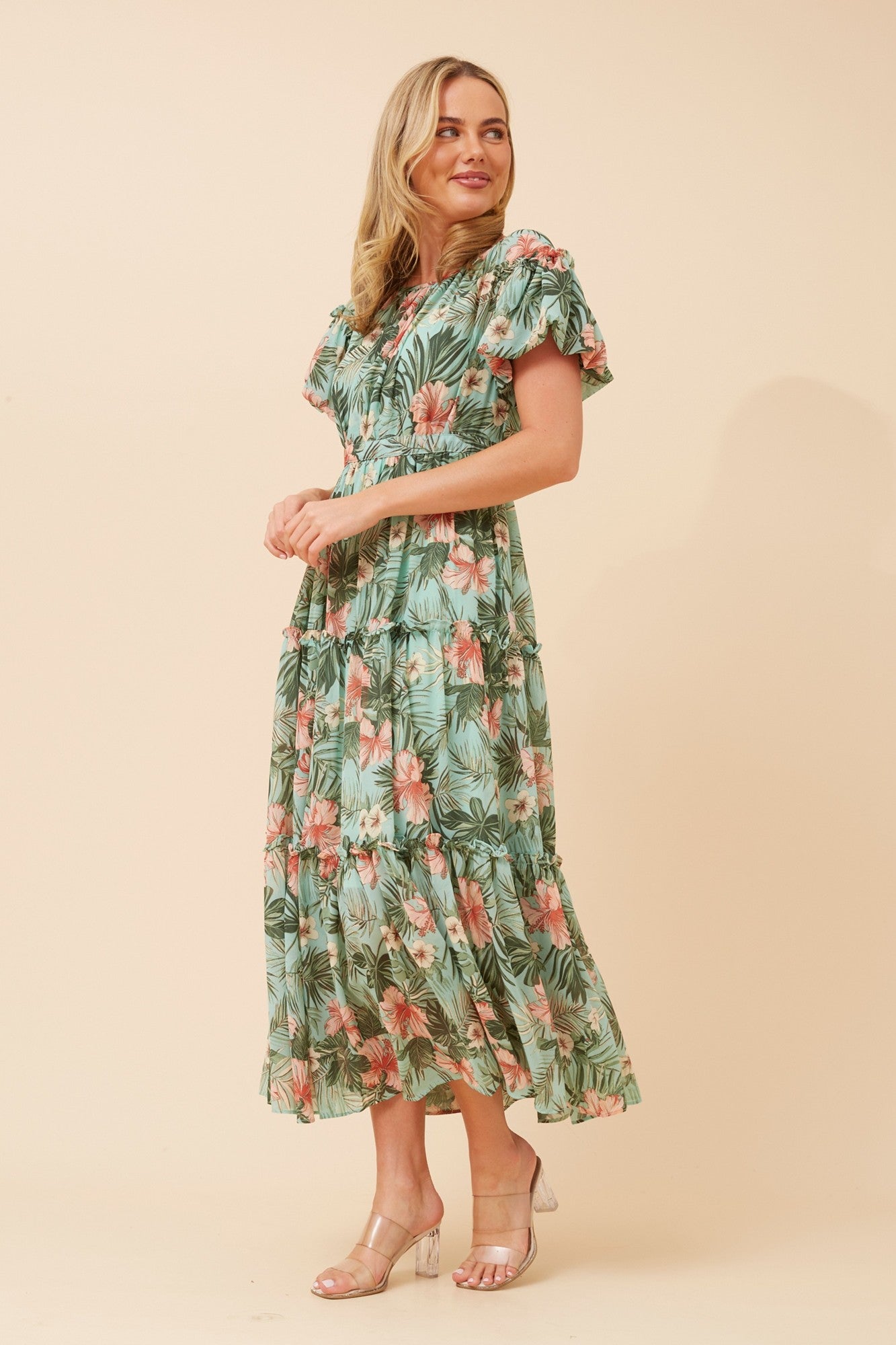 VELDIS FLORAL MAXI DRESS (Multi Green)