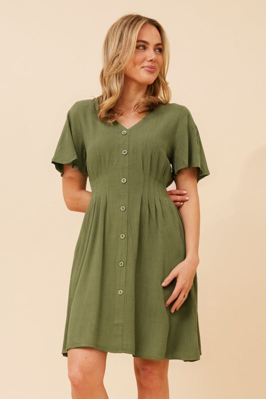 LAIKYN LINEN BLEND DRESS (Rosewood)