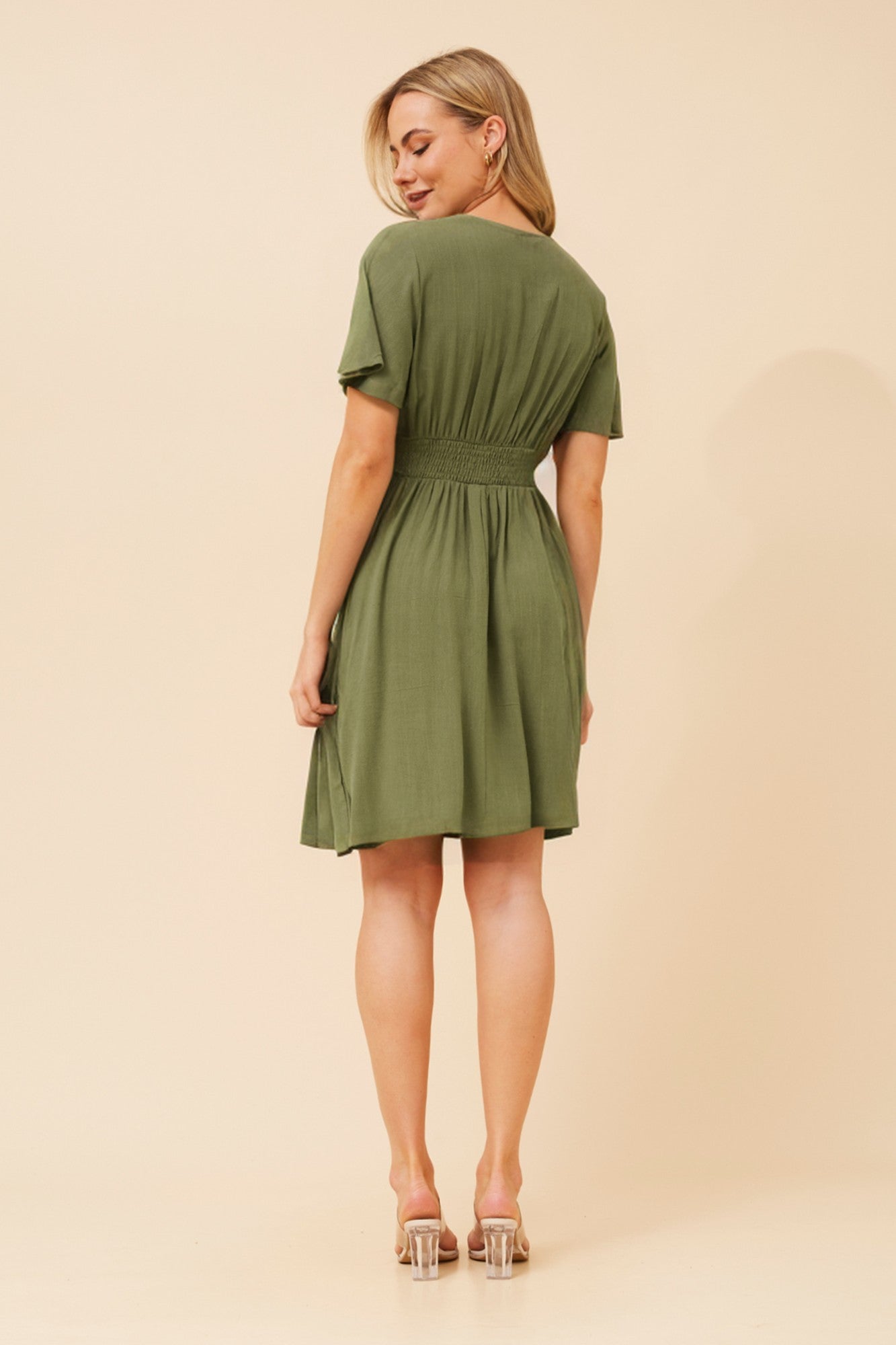 LAIKYN LINEN BLEND DRESS (Rosewood)