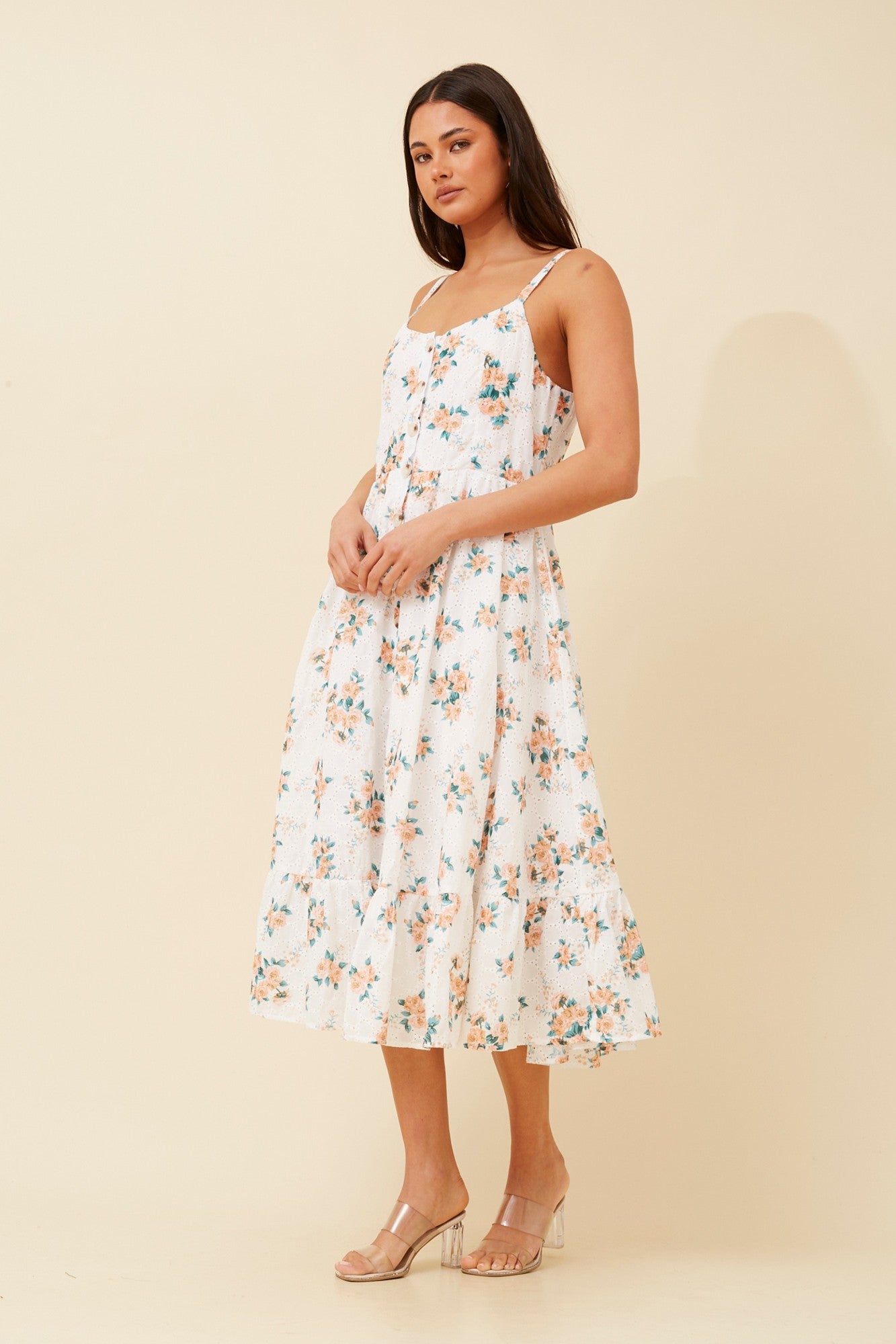 AMAR FLORAL MIDI DRESS (Multi White)
