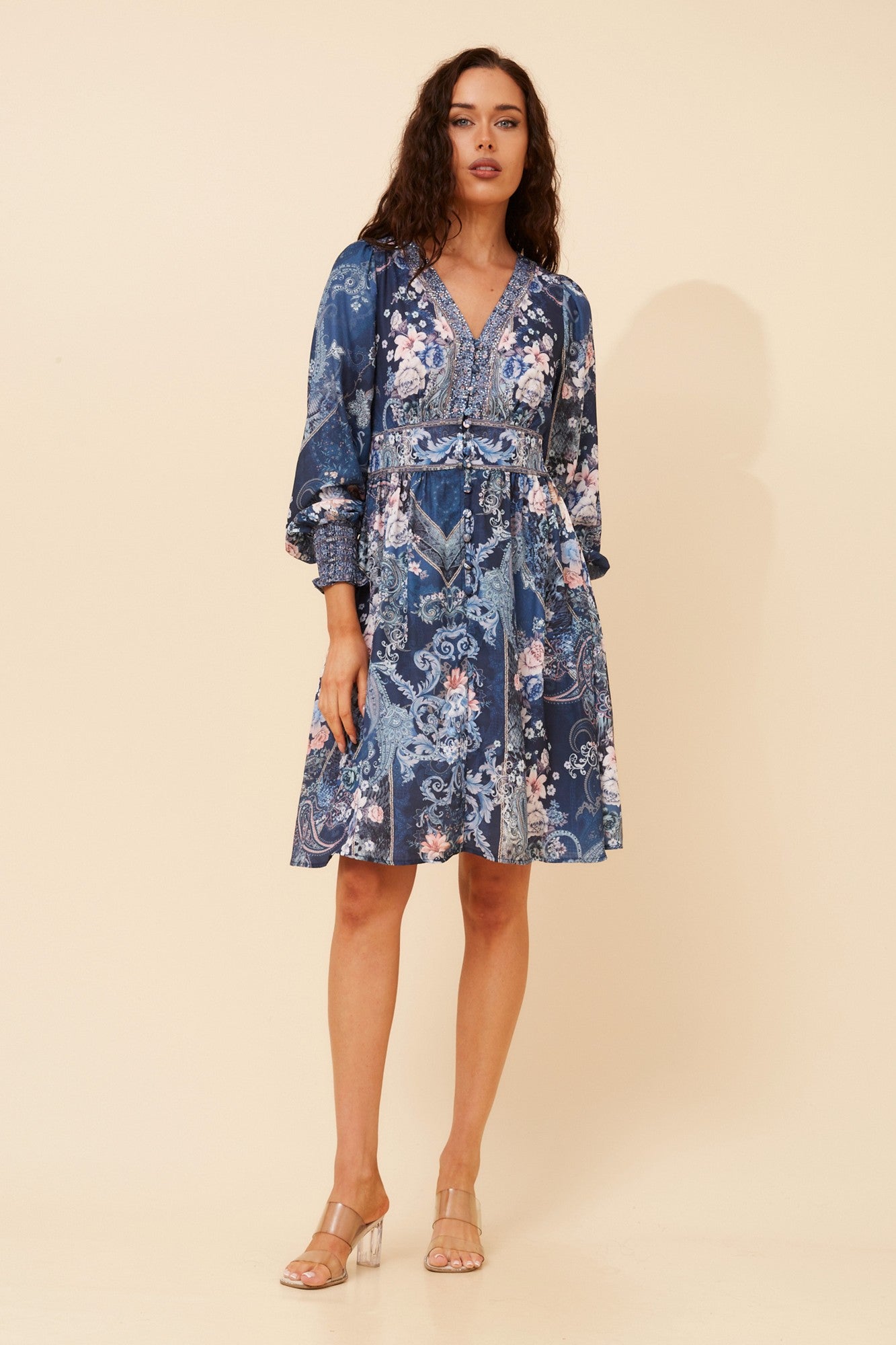 SINA ARABESQUE PRINT DRESS (Navy)