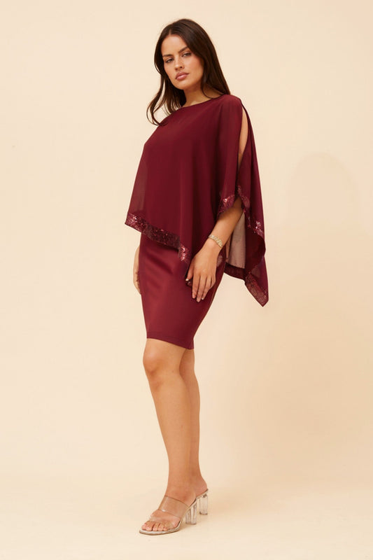 SYLIE DOUBLE LAYER SHIFT DRESS (Red Dahlia)