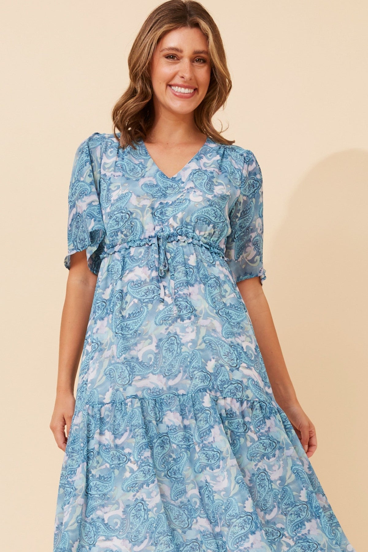 IVANA PAISLEY PRINT MAXI DRESS (Blue)