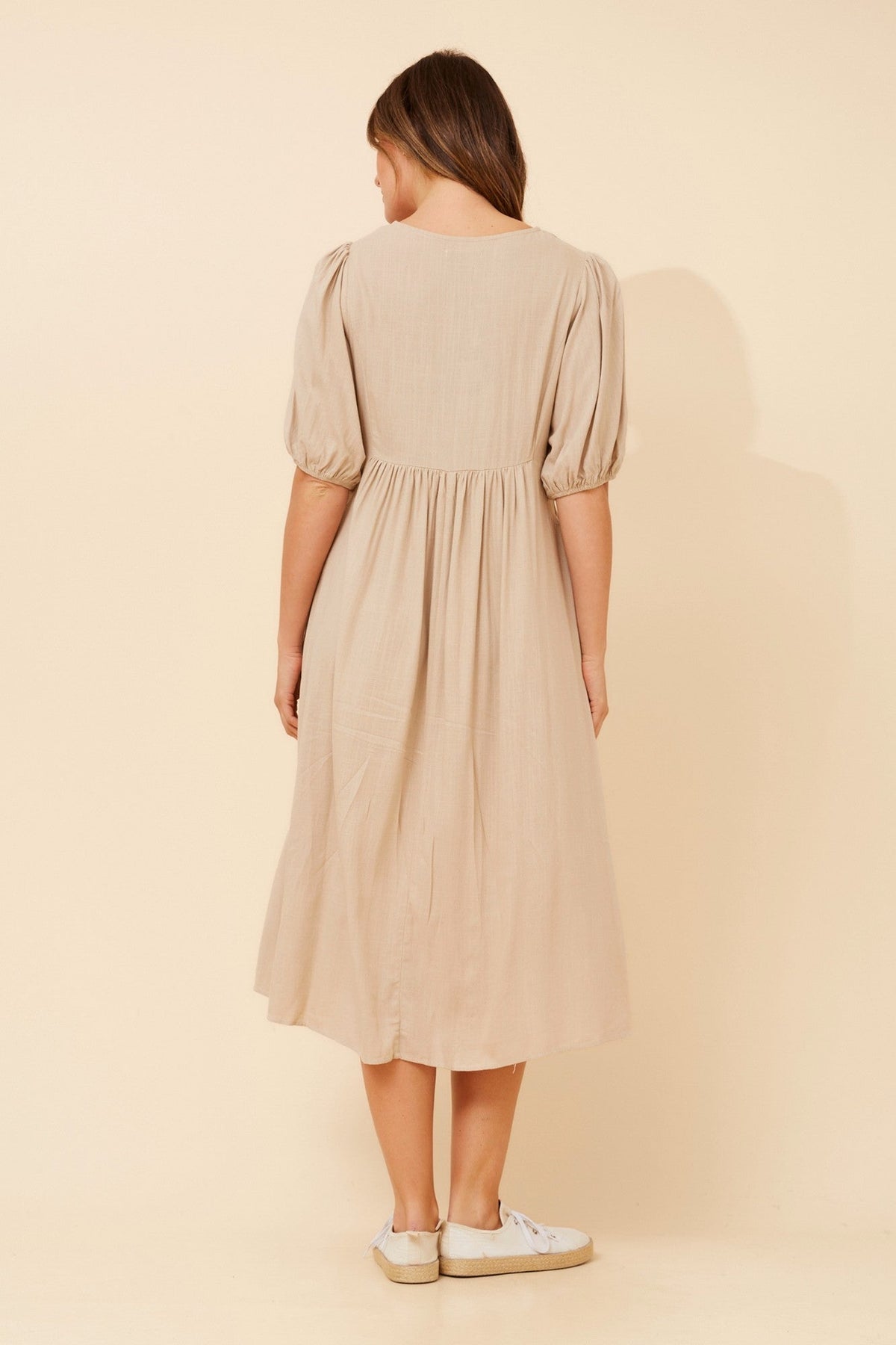 Caroline Morgan Australia ORAZIA LINEN BLEND DRESS (Clay)