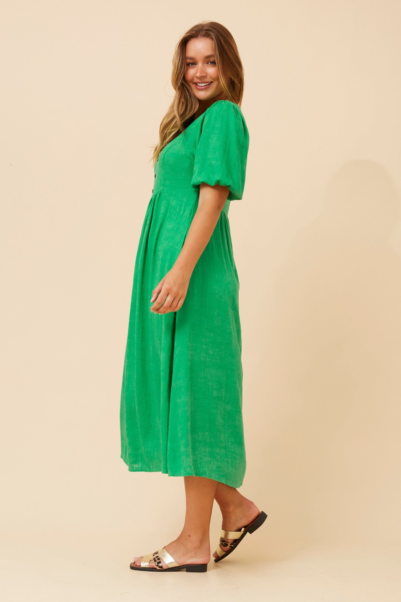 ORAZIA LINEN BLEND DRESS (Jade)