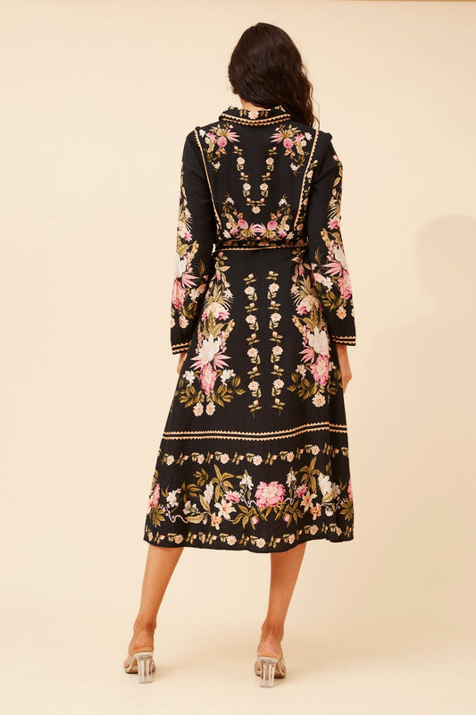 MARGO BORDER PRINT MAXI DRESS (Black)