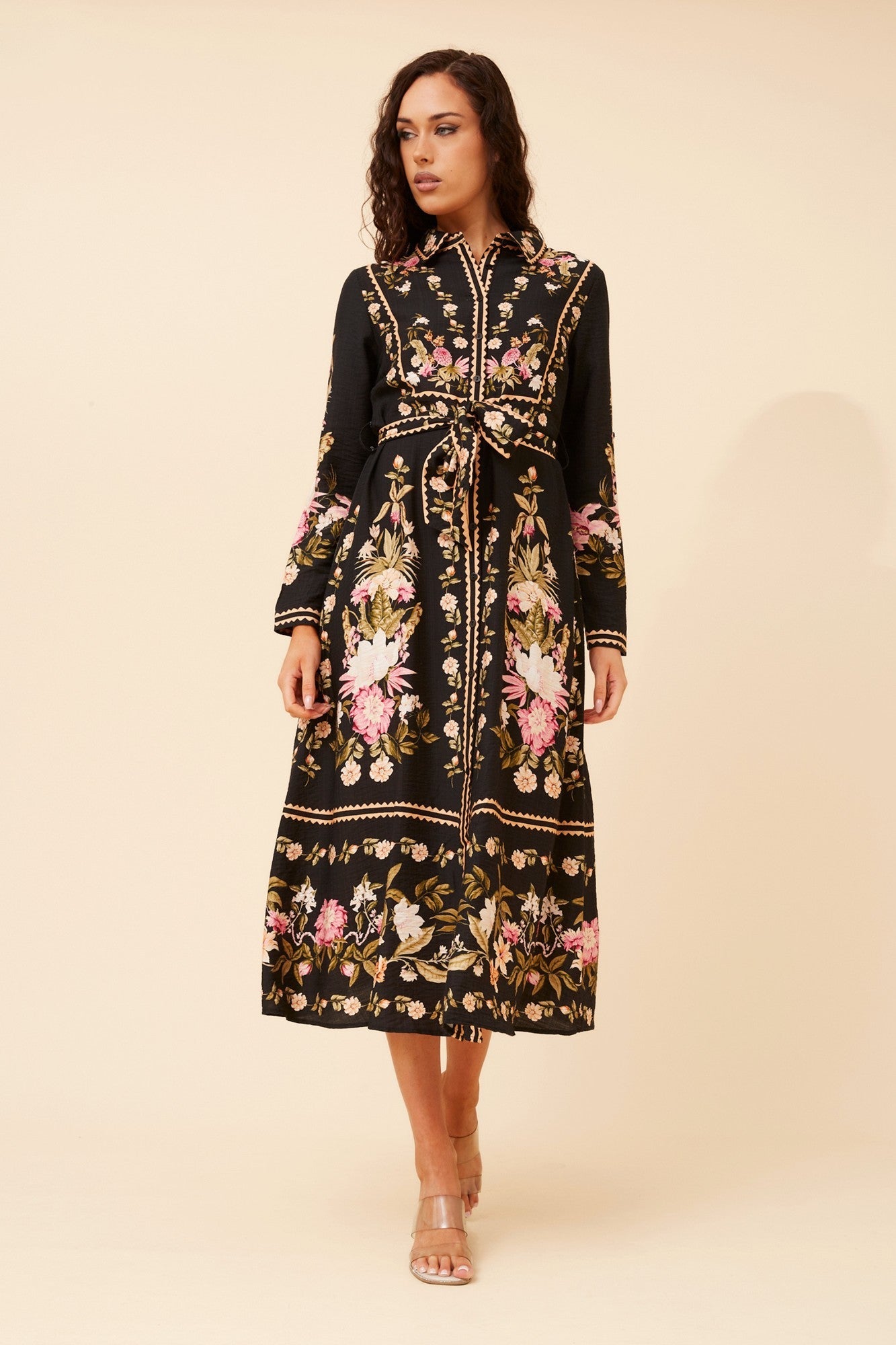 MARGO BORDER PRINT MAXI DRESS (Black)