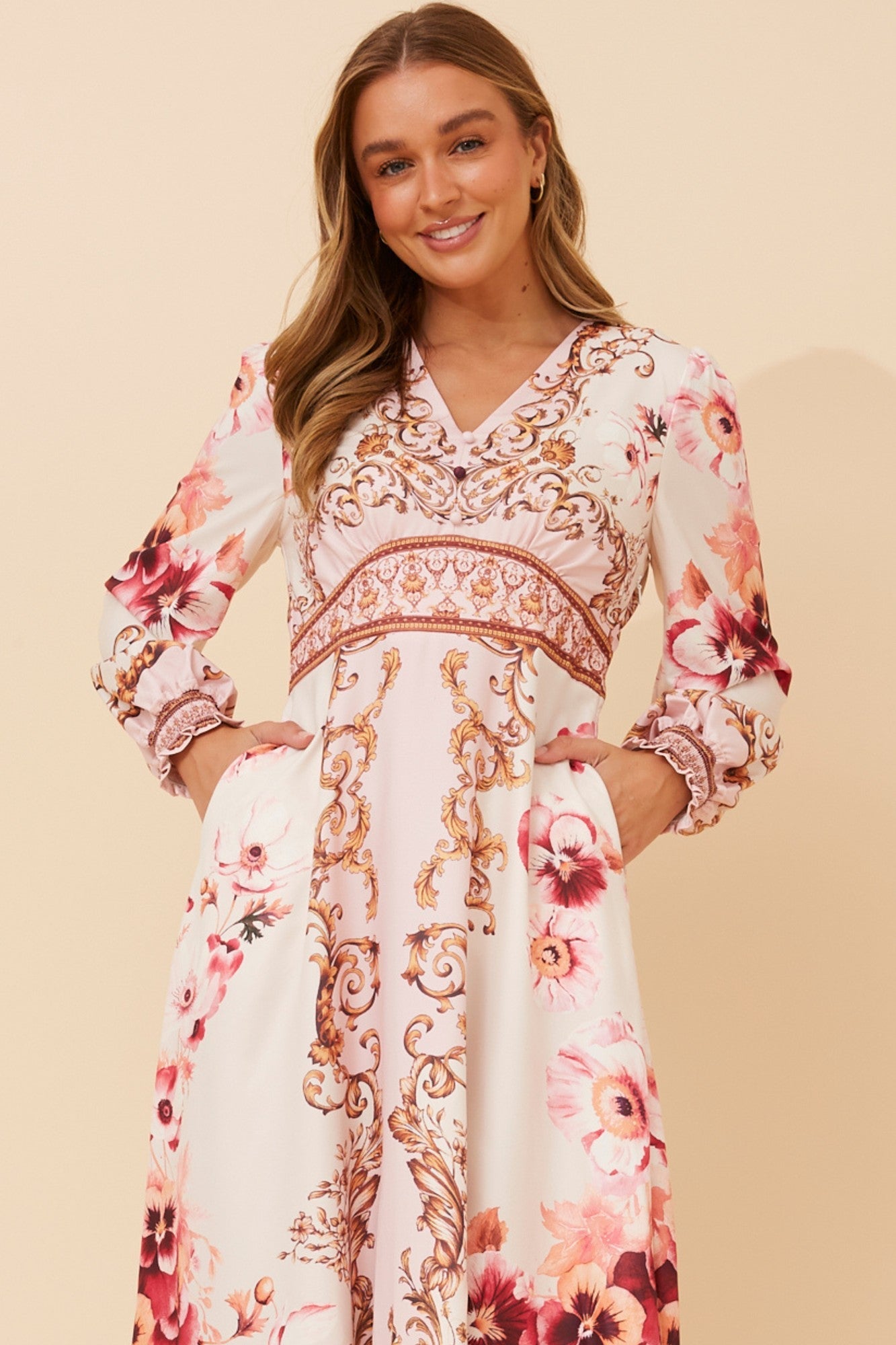 CATALEYA ARABESQUE PRINT DRESS (Pink)
