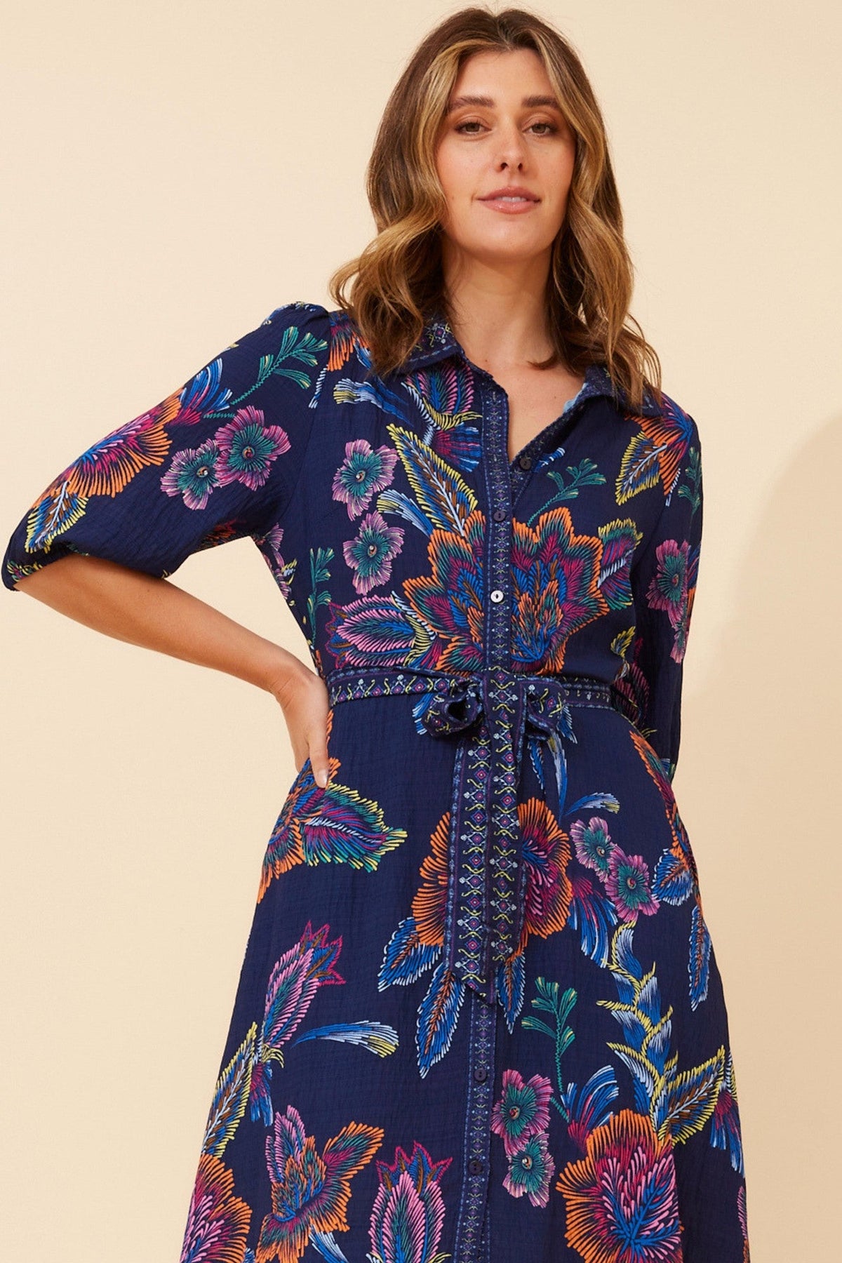 VARGO FLORAL SHIRT DRESS (White)