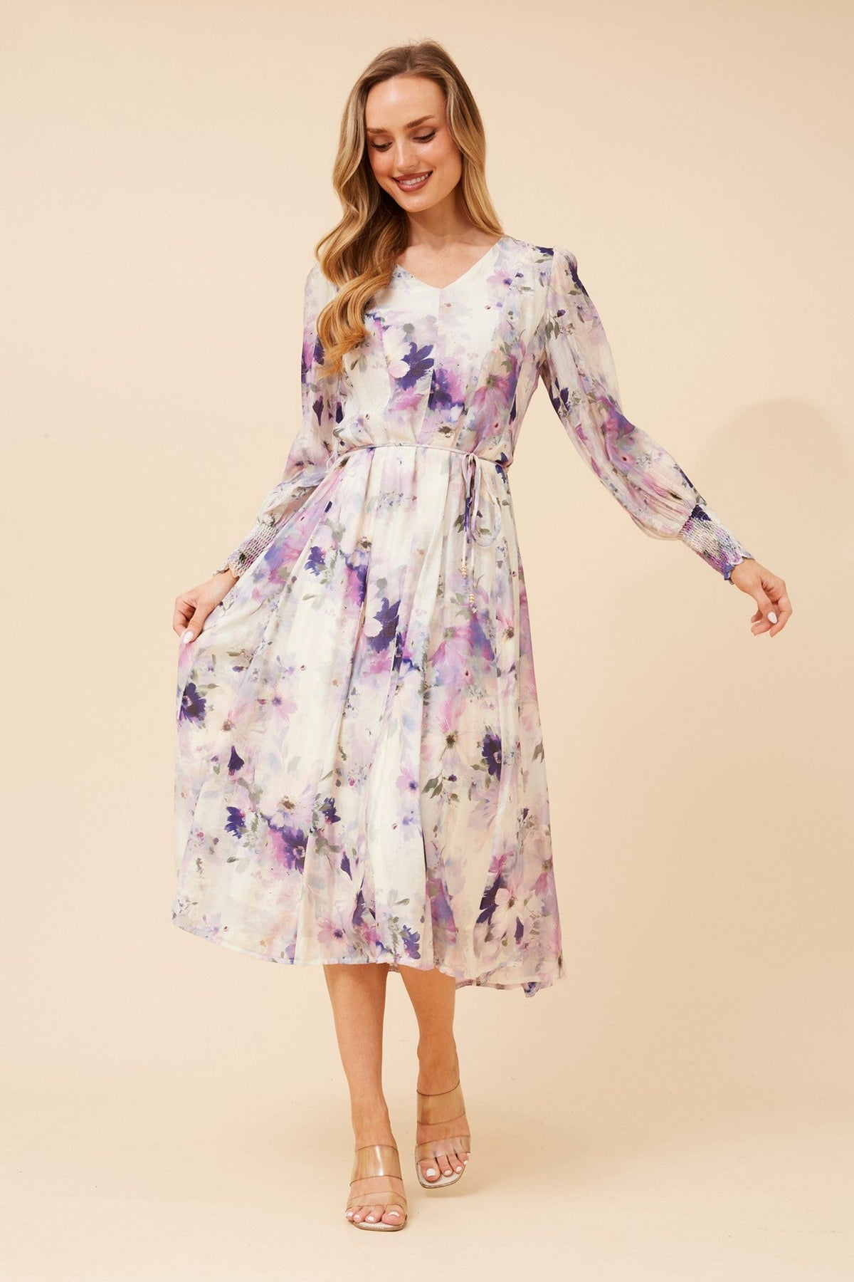 Caroline Morgan Australia JANAE FLORAL MIDI DRESS (Lavender)
