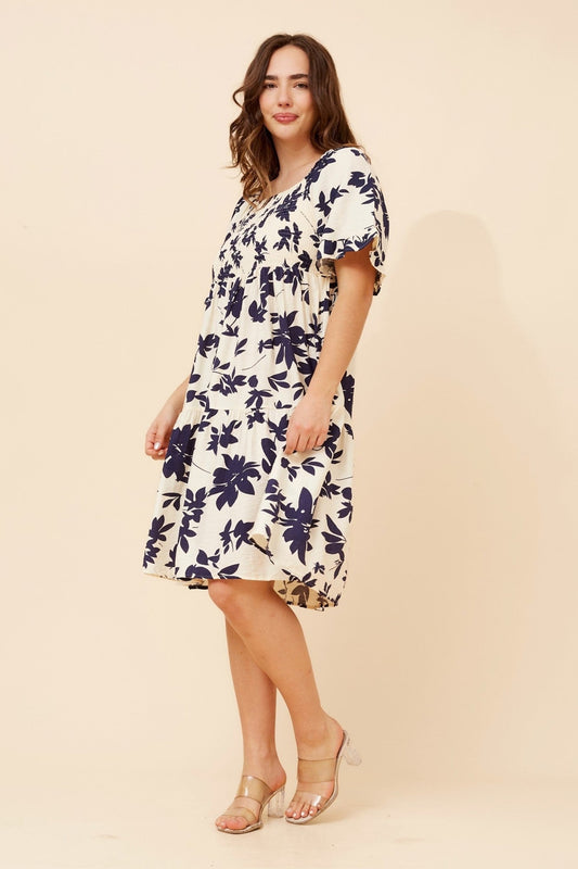 YSRA FLORAL SHORT DRESS (Navy)