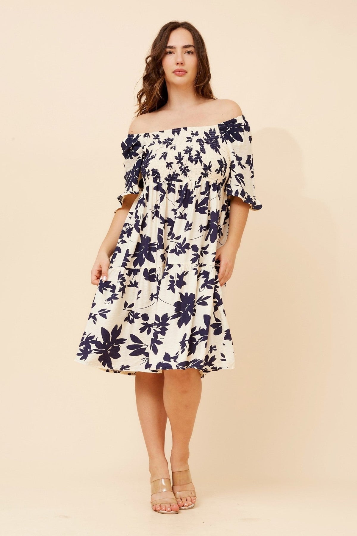YSRA FLORAL SHORT DRESS (Navy)