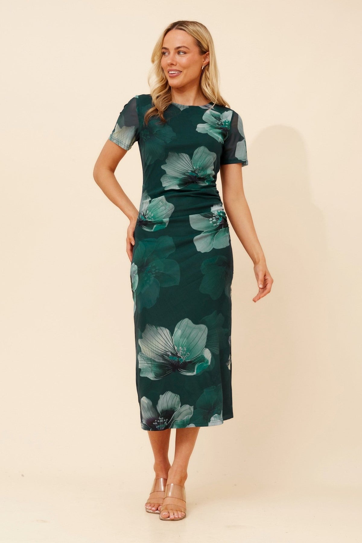 Caroline Morgan Australia ZAINA FLORAL BODYCON DRESS (Emerald)