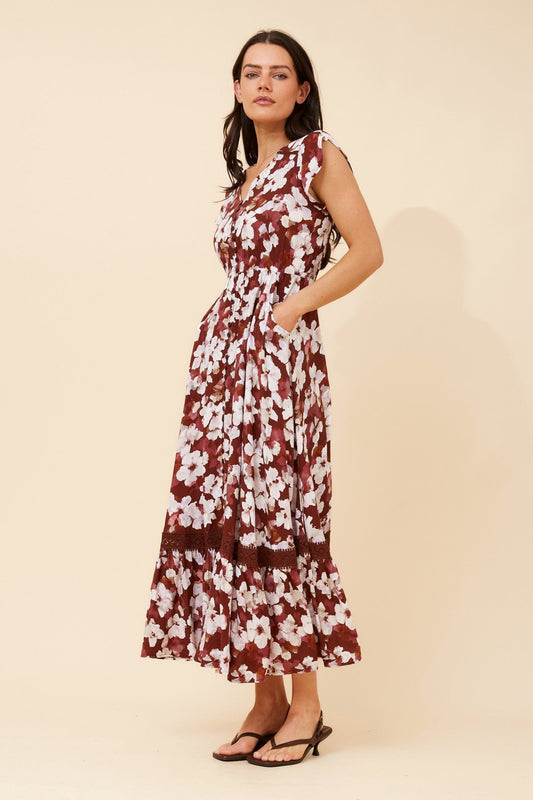 Caroline Morgan Australia MOROCCO FLORAL MAXI DRESS (Cinnamon)
