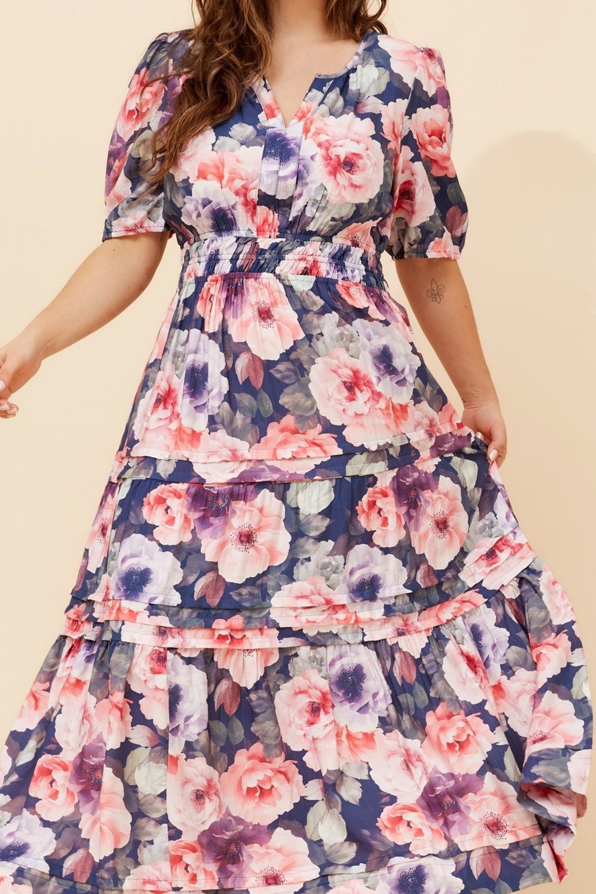 VIENNE FLORAL MAXI DRESS (Navy)