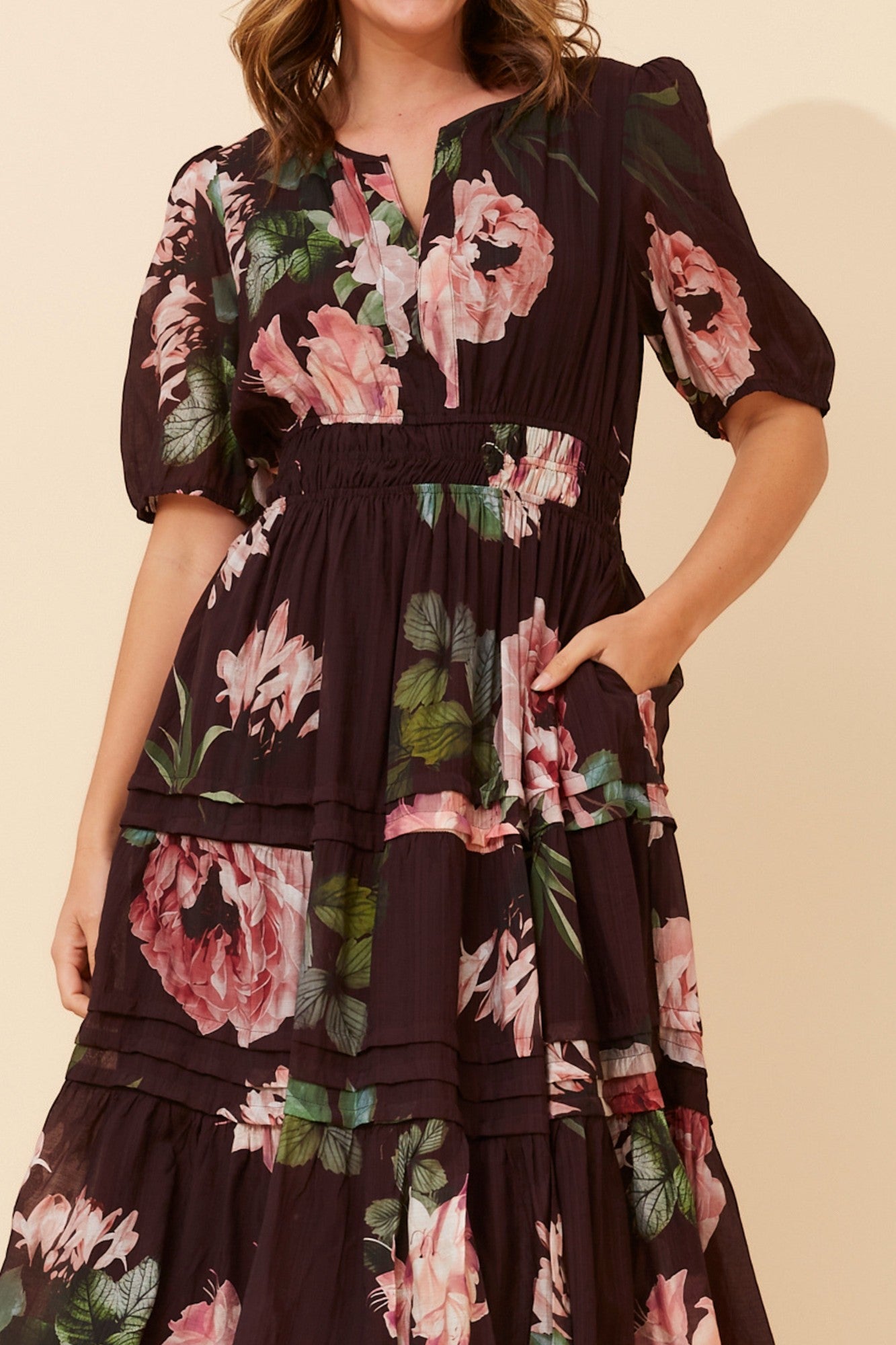 VIENNE FLORAL MAXI DRESS (Eggplant)