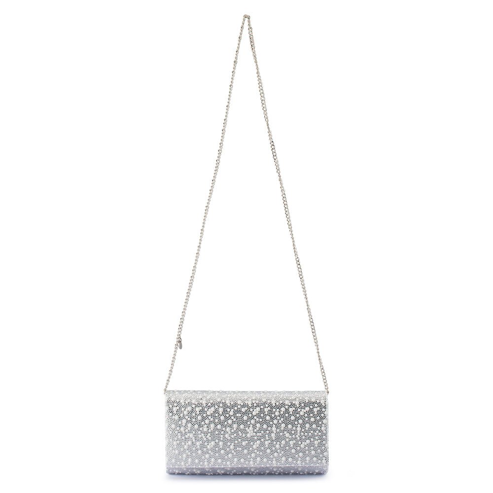 Olga Berg DANNA Crystal and Pearl Clutch (Silver)