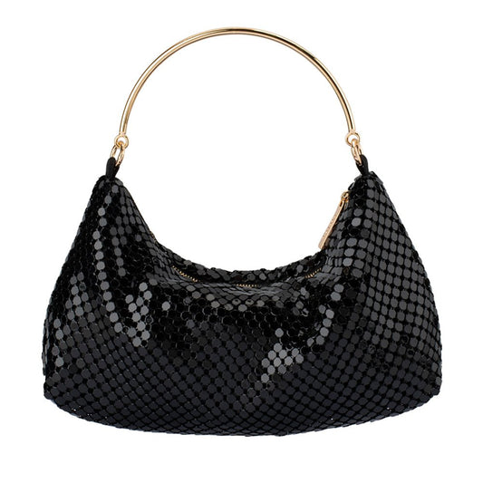 Olga Berg DAPHNE Mesh Handle Bag (Black)