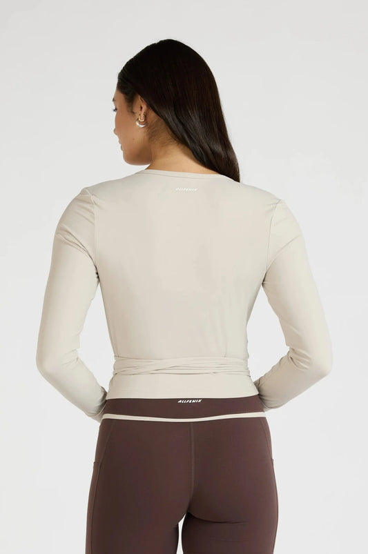 ALLFENIX CloudCore Lite Long Sleeve Wrap Top (Stone)
