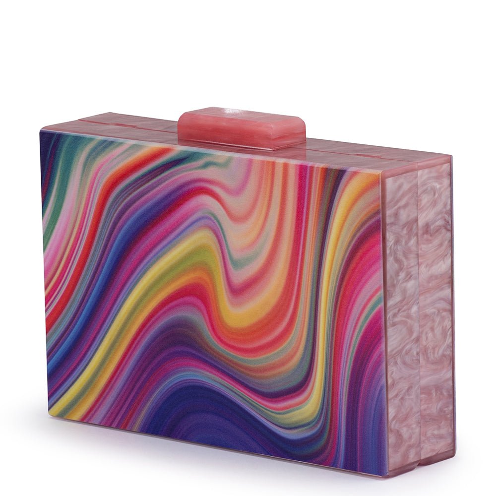 Olga Berg DOROTHY Swirl Print Box Clutch (Multi)