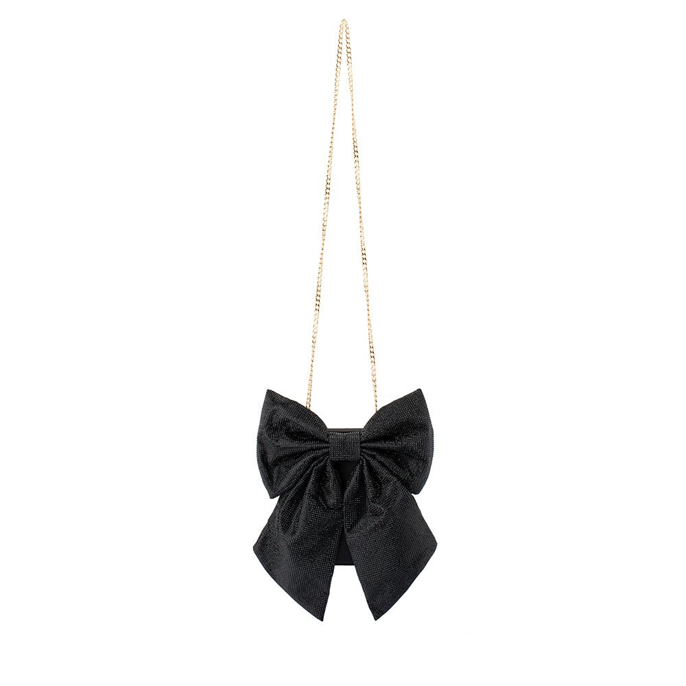 Olga Berg DREW Crystal Bow Bag (Black)