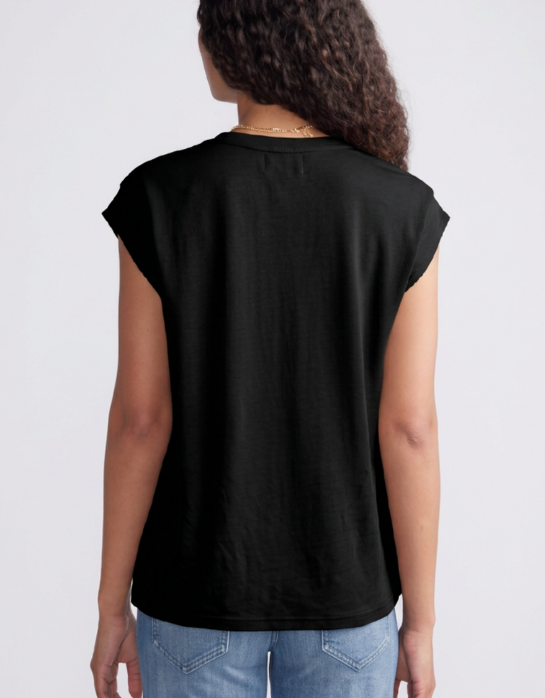 White & Co. The Edit Cap Sleeve Tank (Black)