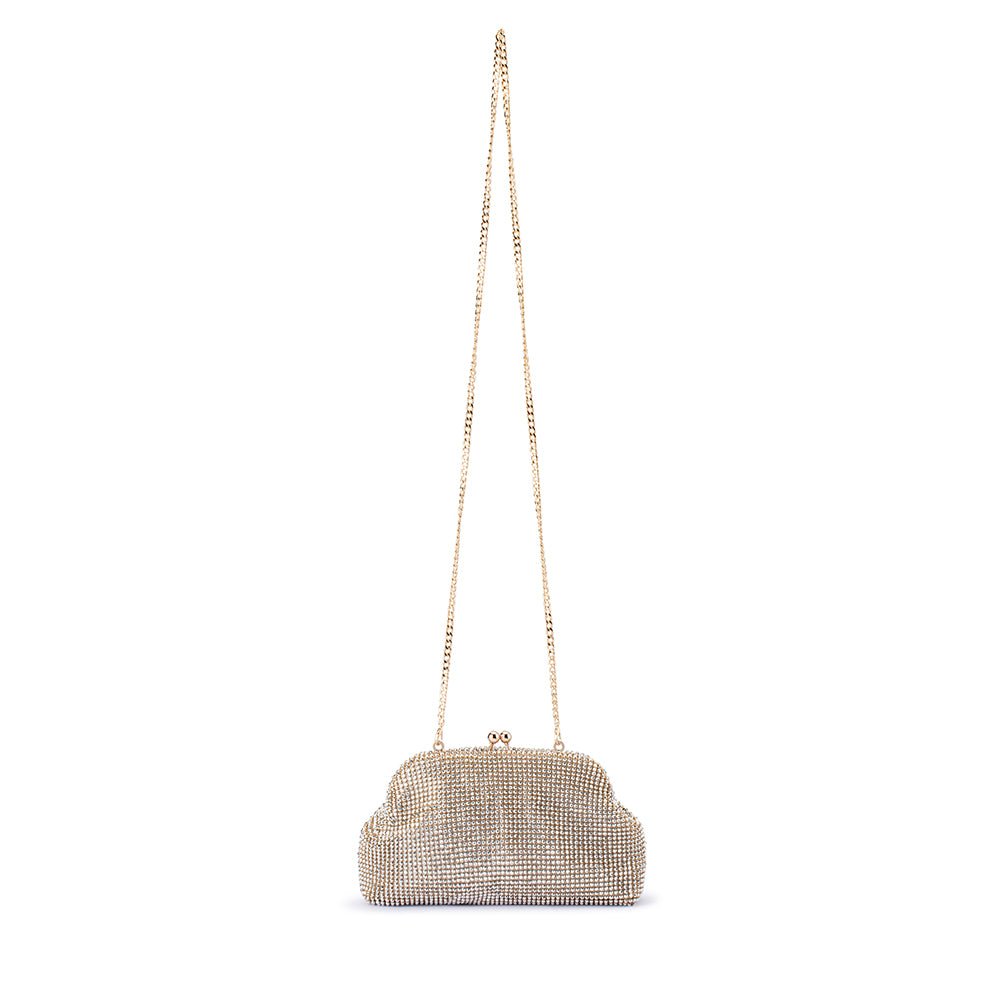 Olga Berg ELA Crystal Mesh Clutch (Champagne)