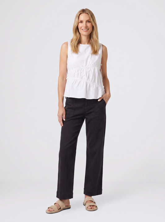 Sass Clothing Elin Gathered Tie Top (White)