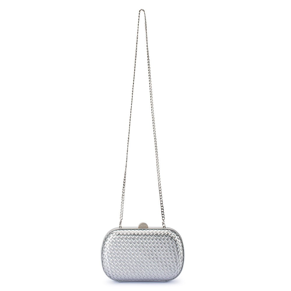 Olga Berg ELLA Woven Clutch (Silver)