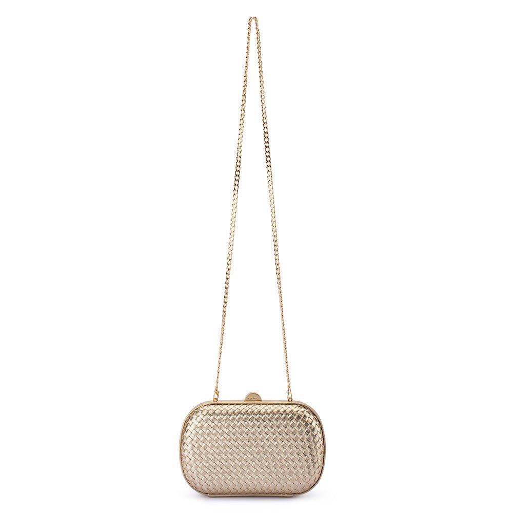 Olga Berg ELLA Woven Clutch (Gold)