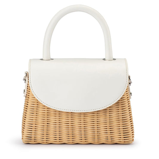 Olga Berg ELLE Wicker Top Handle (White)