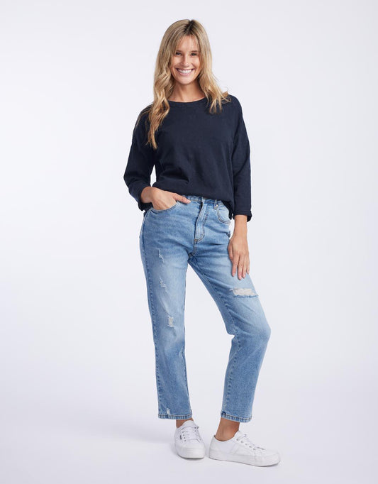 Annie Lightweight Top - (Navy)