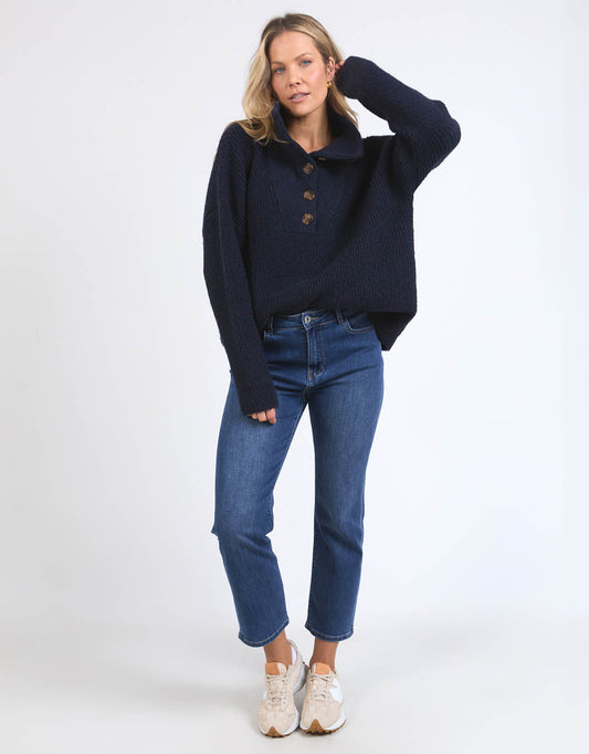Elm Bron Button Knit (Navy)