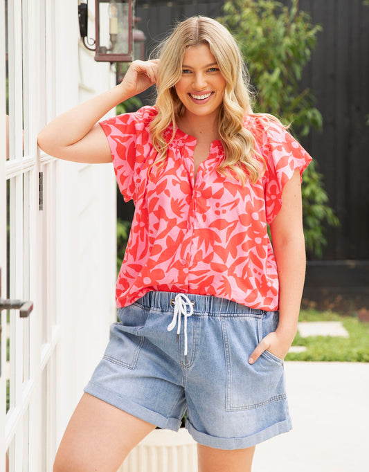 Emma Relaxed Denim Short - (Light Blue Wash)