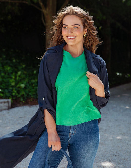 Linen Trench - (Dark Sapphire)