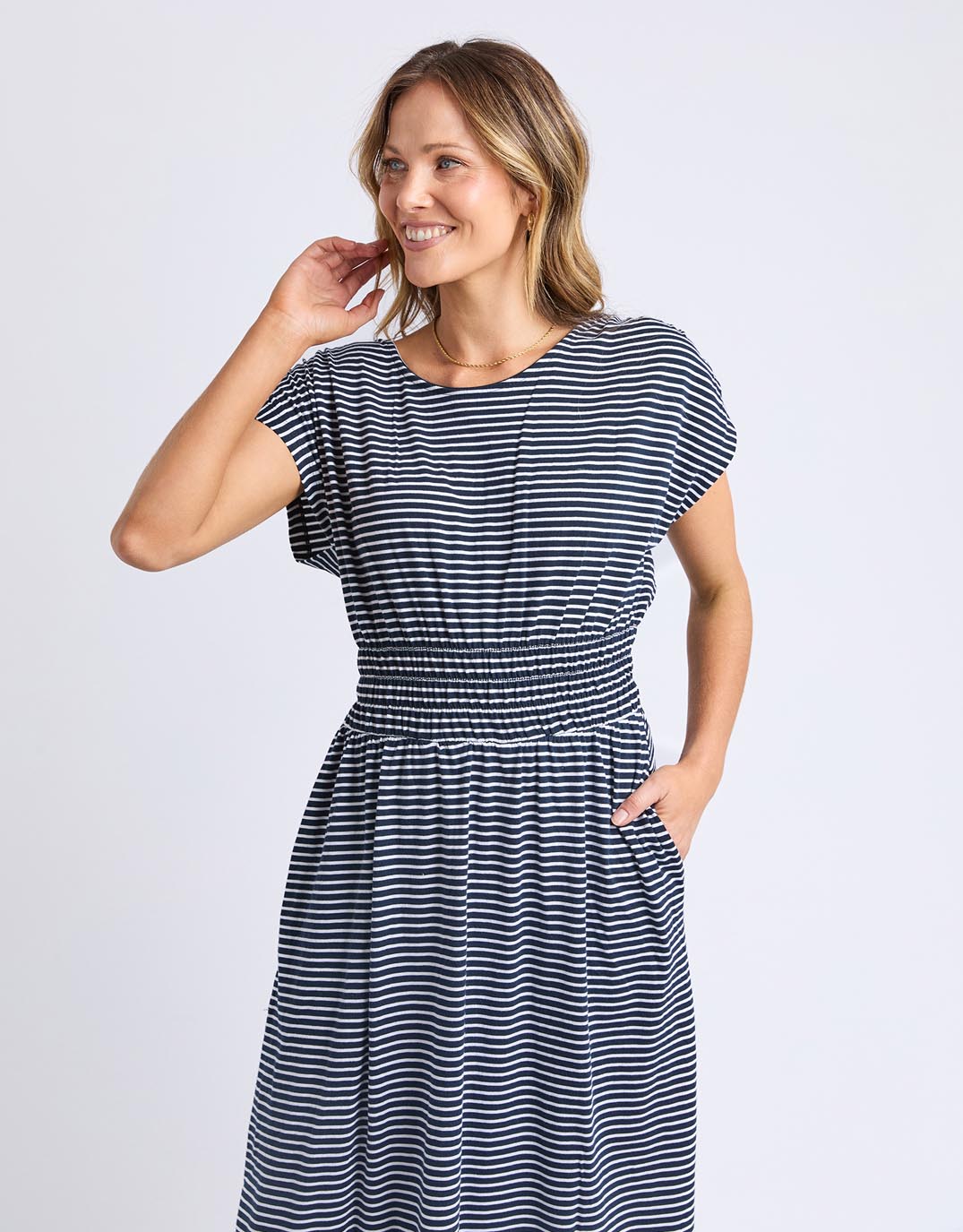 Elm Nelle Dress (Navy & White Stripe)