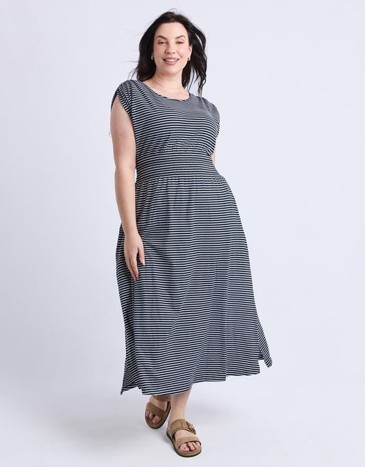 Nelle Dress - (Navy & White Stripe)