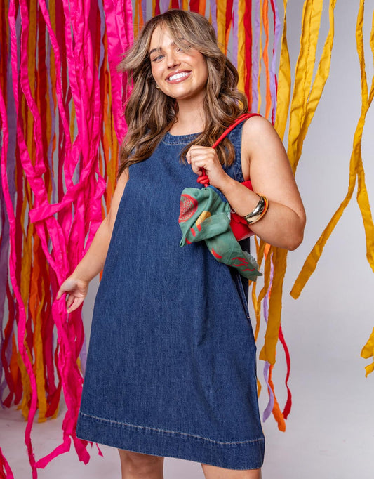 Sonny Denim Dress - (Dark Blue)