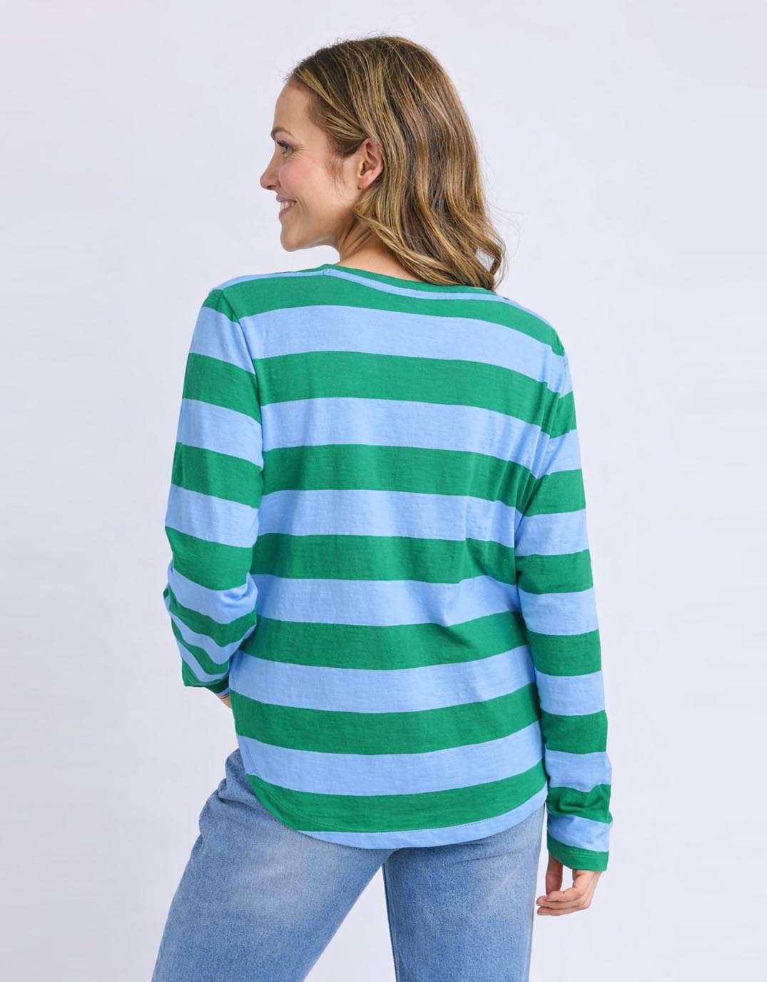 Elm Spritz Stripe Long Sleeve Tee (Turquoise/Light Blue Stripe)