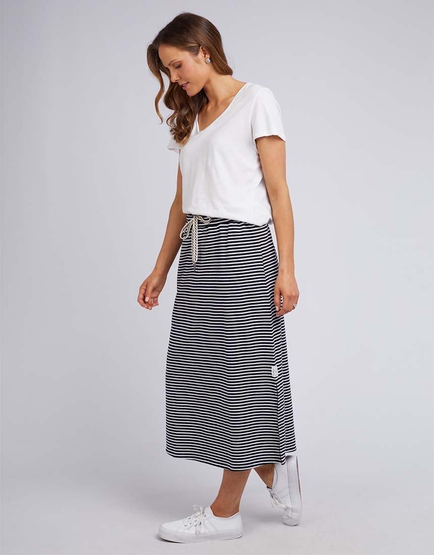 Elm Travel Skirt (Navy/White Stripe)