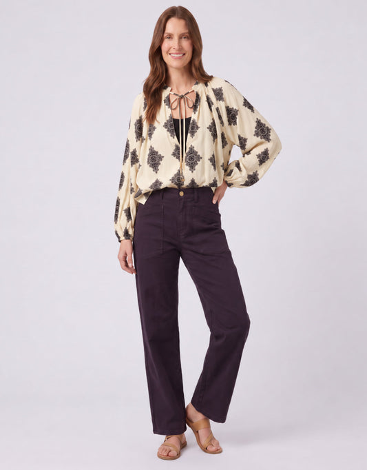 132 Fashion Estelle Mosaic Blouse (Natural/Black)