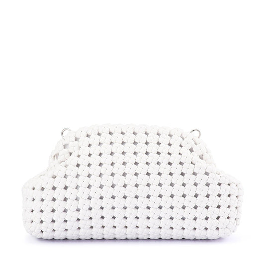 Olga Berg EVERLY Hand Woven Clutch (White)