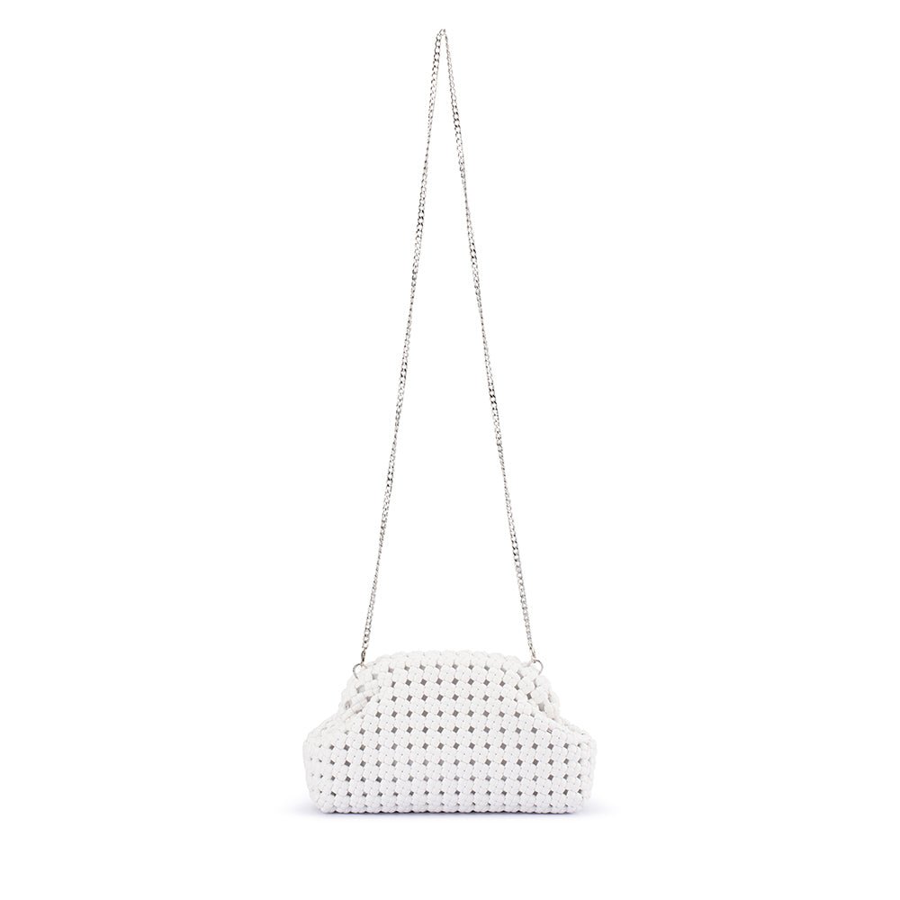 Olga Berg EVERLY Hand Woven Clutch (White)