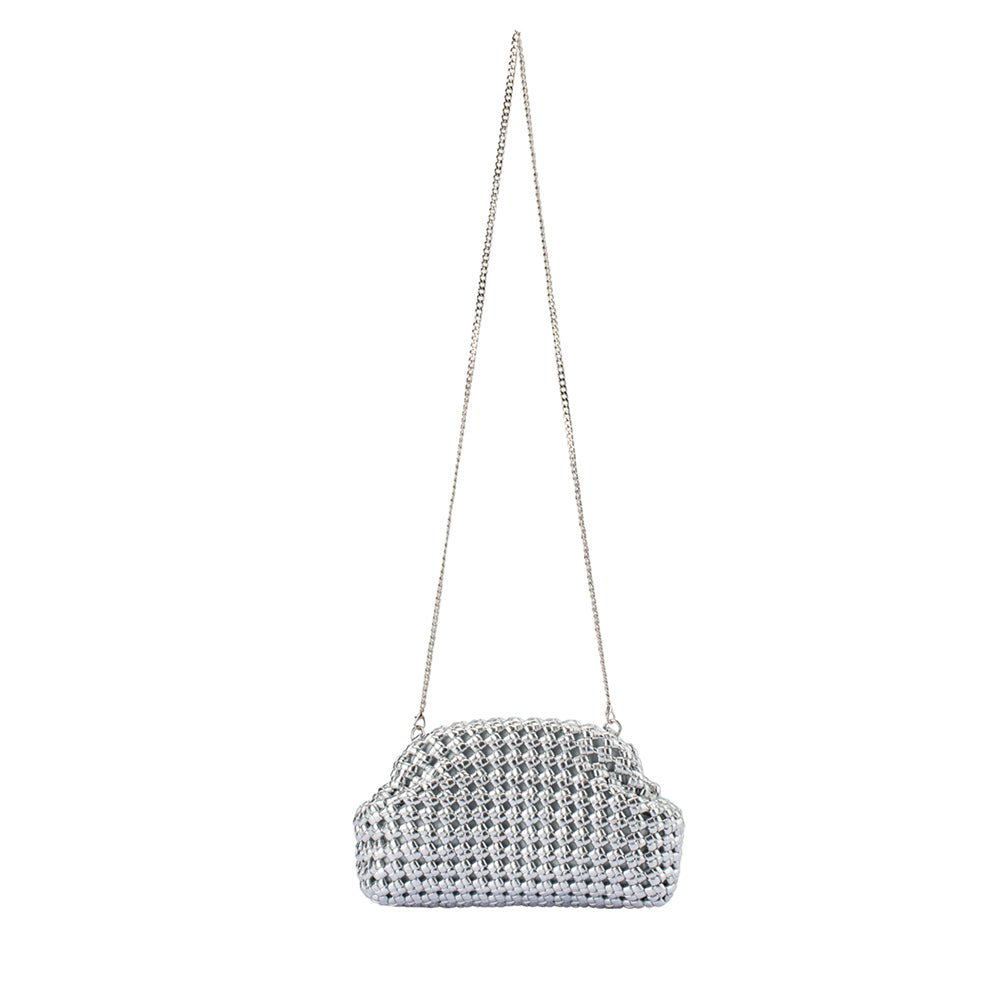 Olga Berg EVERLY Hand Woven Clutch (Silver)