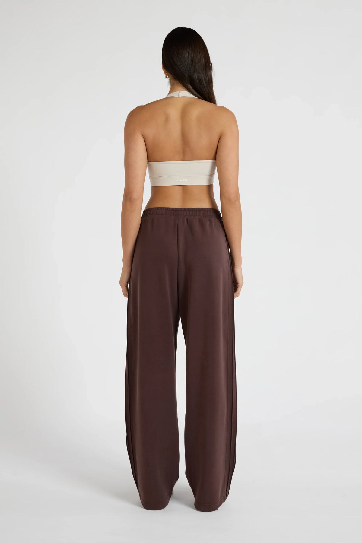 Soft Luxury Pin Tuck Wide Leg Track Pant (Espresso)